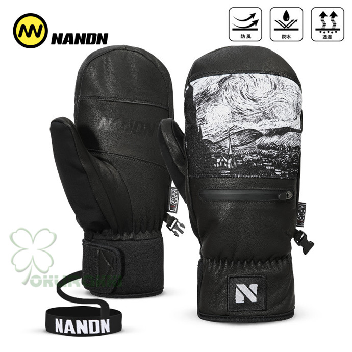 楽天市場】2WAY レザー スキー スノーボード グローブ ミトン 合皮