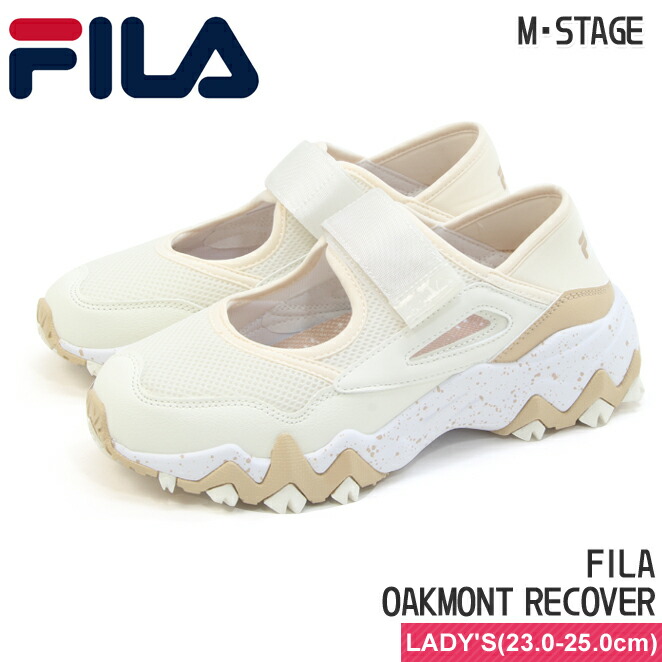 送料無料【フィラ】スニーカー オークモントリカバー スノーホワイト/セモリナ 23.0-25.0cm FILA OAKMONT RECOVER SNOW WHITE/SEMOLINA レディース ローカット 紐なし ベルクロ 無地 カジュアル シンプル ベージュ系 USS24028-147画像