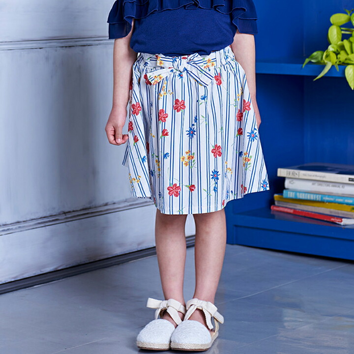 Seraphセラフサッシュベルト風スカートベビーキッズ女の子綿100%スカートサッシュベルトペチパンツリボン80cm90cm95cm100cm幼稚園保育園ブランドお洒落可愛い子供服