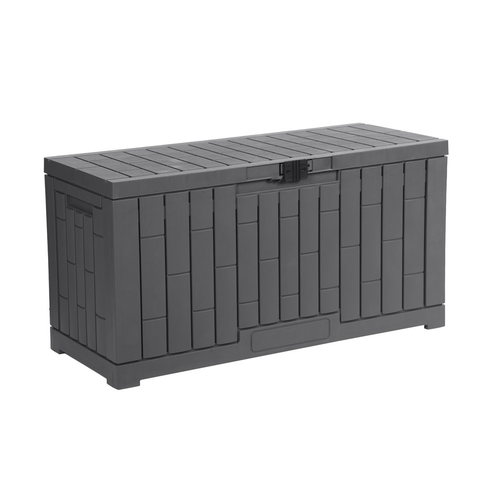 【グレー 310L 51*115*58cm】戸外収納庫 レンガ調 収納ボックス 置き配 ゴミ箱 小型 屋外 ストッカー 防水 耐侯 収納可能 ガーデン 庭 ベランダ 頑丈