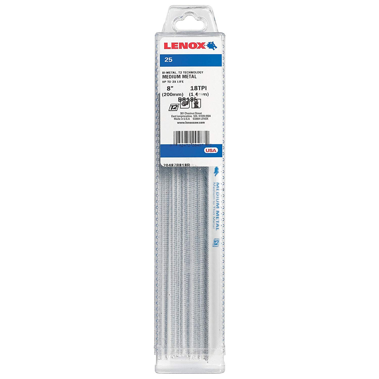 レノックス (セーバーソーブレード25枚入) 818R 20487B818R LENOX 山数18 長さ200mm 厚み0.9mm 工具 カッター ステンレス 金属 替刃 電動工具 替え刃 メール便送料無料　 お買い得