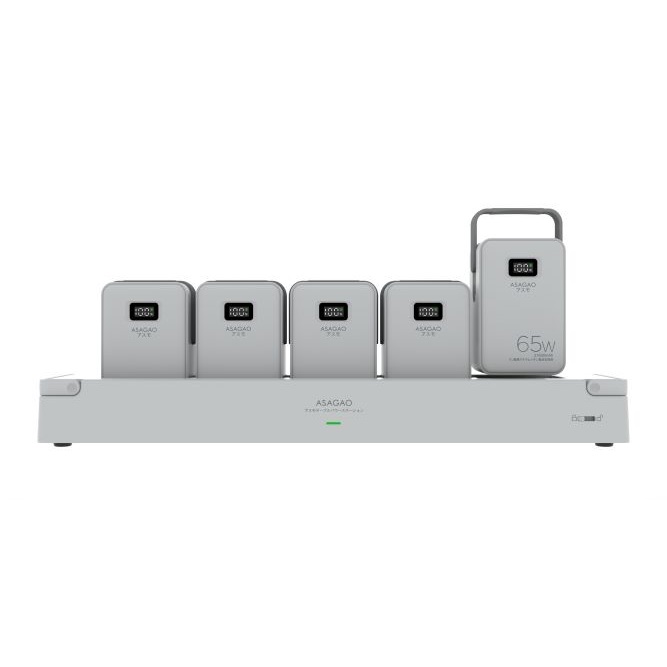 ASAGAO アスモテーブルパワーテーション AS69-5S リン酸鉄リチウムイオン電池 充電サイクル 3000回と長寿命 最大65Wで高出力 大容量 21600mAh