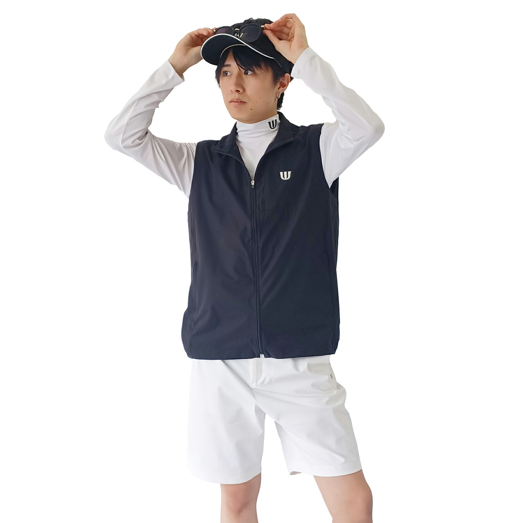 【SALE 50%OFF】[MU SPORTS 公式] ゴルフ メンズ ハーフパンツ 4WAYストレッチ UVカット 吸水速乾 遮熱 多機能素材 着心地抜群 ウエストフィット ホワイト ネイビー サイズ48/50/52/54 快適フィット ワンポイント刺繍 おしゃれなデザイン プレゼント サラッとした肌触り｜M・U SPORTS　公式店