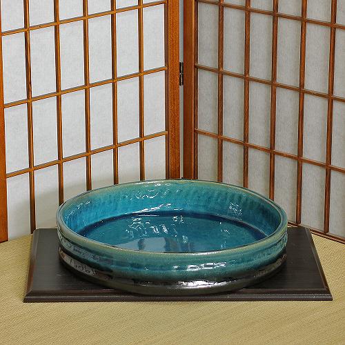楽天市場】【華道用品】【花器】尺五長方水盤（銀彩内青磁）信楽焼（箱