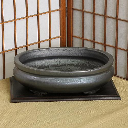 楽天市場】【華道用品】【花器】尺五長方水盤（銀彩内青磁）信楽焼（箱