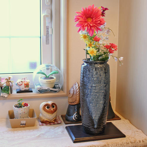 楽天市場】在庫数限り 信楽焼 花瓶 青ガラス 8号 陶器 おしゃれ 花入