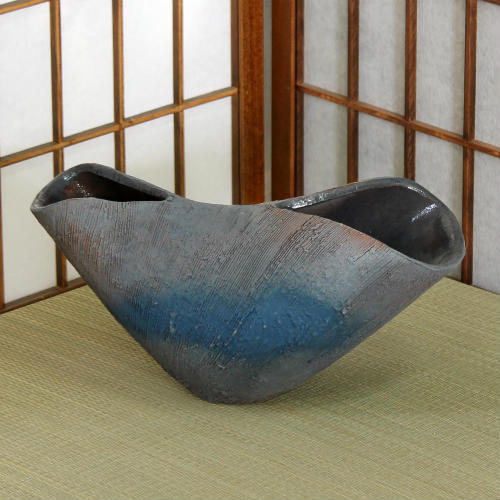 美品】信楽焼 花瓶 花器 花入れ 華道 フラワーベース keishin_b9103-05