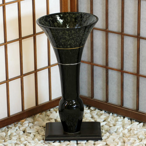 楽天市場】信楽焼 花器 黒 斑点 口広 長 金線 生花 池坊 立花 小原流