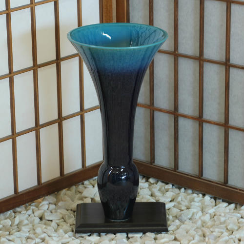 青色　ガラス花瓶　花器　フラワーベース　生け花　池坊 Amazon.co.jp: ガラス花器 池坊 フラワーベース 花瓶 花器