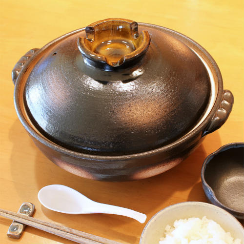 未来永劫焼 土鍋 9号 伊賀風 日本製 [IH 非相応う] 3～4人用 萬古焼 直火 ガスコンロ テープコンロ 耐熱瀬戸もの 今めかしい 鍋 瀬戸もの 好いたらしい 蒸鍋 炊飯 上げ米 焼き物 やきもの(oib)