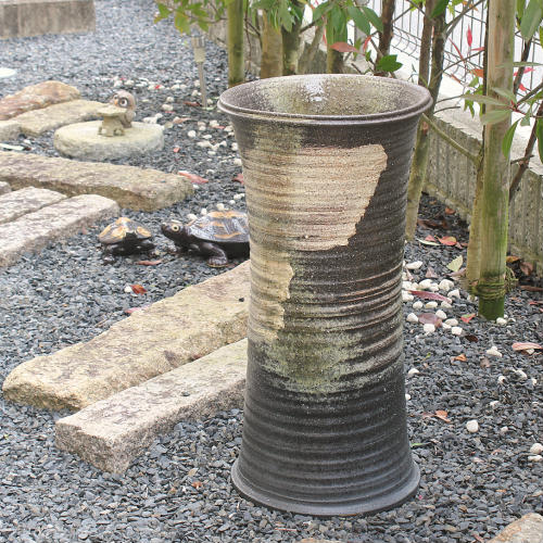 大型　信楽焼　松皮花瓶　20号 ポイント10倍]信楽焼 大きな 花瓶 窯肌 松皮 20号 おしゃれ 大壺
