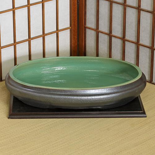 楽天市場】信楽焼 水盤 内 青磁 小判 15号 生け花 花器 池坊 小原流