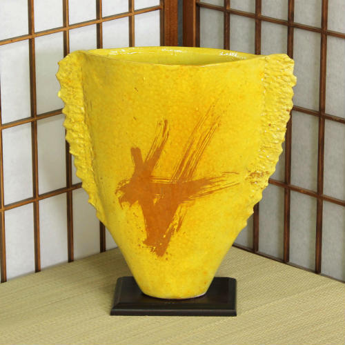 信楽焼 花器 黄釉 合わせ 毛はらい目 花器 生け花 池坊 小原流 活け花 店卸し資産数極限点 店卸し資産懲らしめる 立花 和風 華道 瀬戸もの 御花軍事基地 立花 花立て 差し上げ物 信楽焼き 華道 未生流 古流 遠州流