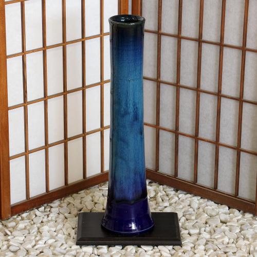 信楽焼 花器 青 硝子 筒型 花器 活け花 池坊 小原流 活け花 店卸し資産数境界線 店卸し資産かた付ける 立花 和風 華道 瀬戸もの 御花軍事基地 立花 花立て 差し上げ物 信楽焼き 華道 未生流 古流 遠州流