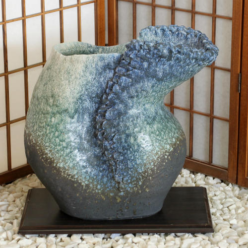 信楽焼 花器 窯変 曲げ 生花 池坊 小原流 生け花 在庫数限り 在庫処分 立花 和風 華道 陶器 フラワーベース 立花 花瓶 ギフト 信楽焼き 華道 未生流 古流 遠州流