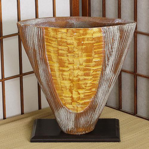 通販 信楽焼 花器 櫛目 白枝 池坊 生け花 在庫数限り 在庫処分 和風 洋風 華道 陶器 フラワーベース 立花花器 自由花 花瓶 ギフト 信楽焼き 焼き物 小原流 未生流 古流 遠州流 やきもの あす楽 My 5