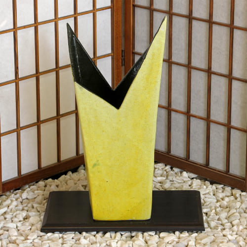 信楽焼 花器 黄釉 角 冠 生け花 池坊 小原流 活け花 店卸し資産数極限点 店卸し資産懲らしめる 立花 和風 華道 瀬戸もの 御花軍事基地 立花 花立て 差し上げ物 信楽焼き 華道 未生流 古流 遠州流