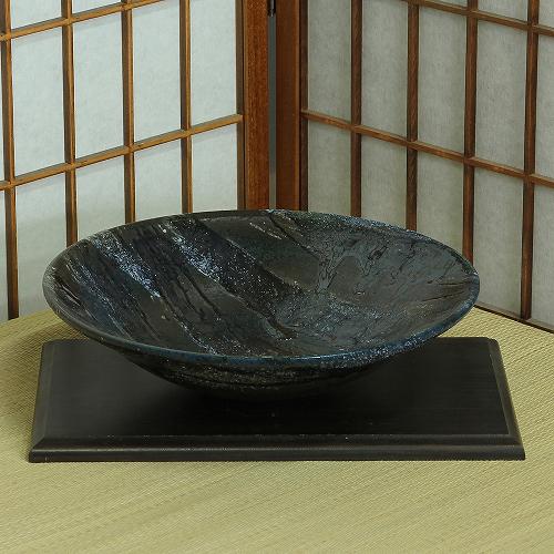 楽天市場】信楽焼 水盤 青窯肌 櫛目 丸 ソリ 12号 生け花 花器 池坊