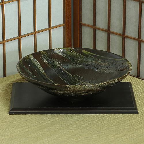 青灰色 陶器 花器 水盤　池坊 信楽焼 水盤 生け花 陶器 おしゃれ 池坊 和風 華道 水鉢 国産