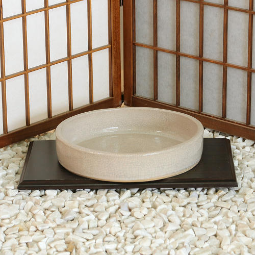 楽天市場】信楽焼 水盤 白 貫入 切立 丸 12号 生け花 花器 池坊 小原流