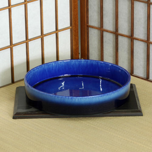 しがらき焼　水盤足付　手造り花器 0117sui01.jpg