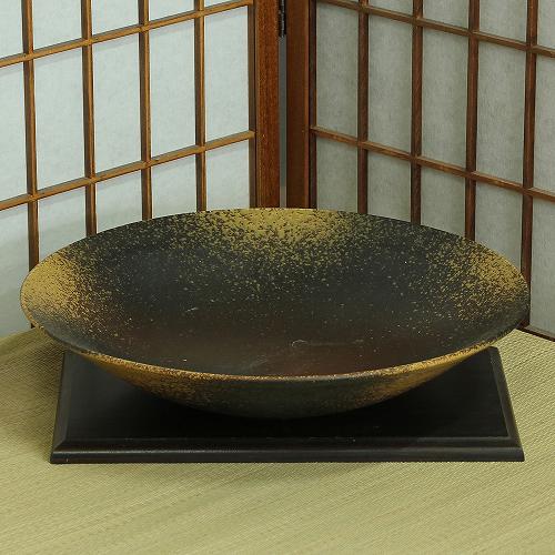 楽天市場】信楽焼 水盤 黒釉 マット 切立 丸 8号 生け花 花器 池坊