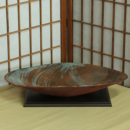 楽天市場】信楽焼 水盤 ラスター ソリ 丸 13号 生け花 花器 池坊 小原