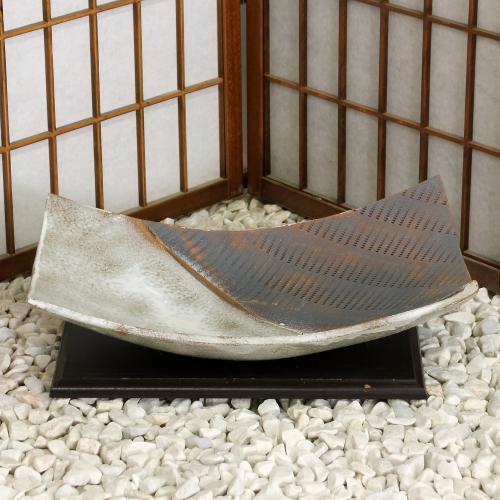 信楽焼 水盤 灰 掛分 長角 ソリ 15号 生け花 花器 池坊 小原流 創作 陶器 生花 在庫数限り 在庫処分 和風 庭 花瓶 華道 花入 フラワーベース 立花 ギフト 信楽焼き 華道 未生流 古流 遠州流(F-13)