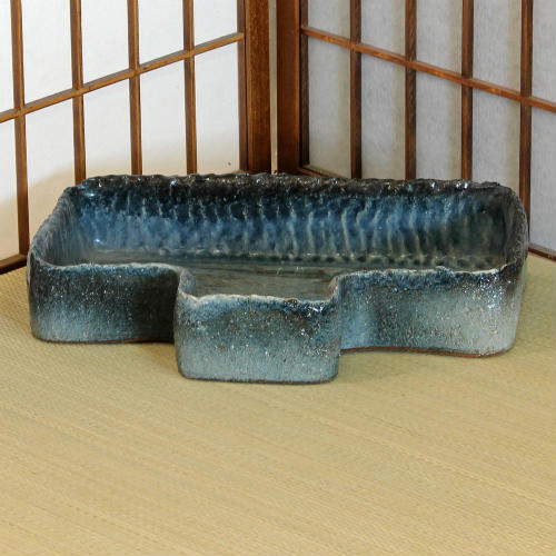 楽天市場】信楽焼 水盤 窯肌変形ひねり小判 20号 生け花 花器 池坊