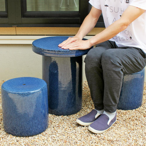 【尖んがり10倍】信楽焼 庭園 時刻表 仕掛ける 3点(2名) 生子 紫 15号(時刻表×1、庭園女性議長×2)瀬戸もの 今めかしい 北欧 室外 雨合羽 雨ざらし 可 信楽焼き 瀬戸もの 庭園テーブルセット 女性議長 腰掛け 丸 丸型 居敷き アンティーク(MB117-05G)