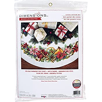 【中古】【輸入品・未使用】DimensionS カウントクロスステッチ ツリースカートキット ホリデーハーモニー 11枚 ホワイトアイダ 45インチ