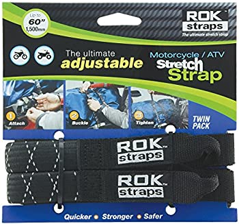 【中古】【輸入品・未使用】Rok Strapsブラック/Reflective 18?%ﾀﾞﾌﾞﾙｸｫｰﾃ%???60?%ﾀﾞﾌﾞﾙｸｫｰﾃ%バイク/ATV調節可能ストレッチストラップ One Size ROK-10050 1