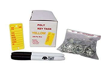 【中古】【輸入品・未使用】BER Products ポリキータグ イエロー 1箱250個入り リングとペン付き