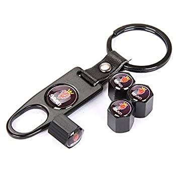 【中古】【輸入品・未使用】CzlpV ブラック カーホイール タイヤバルブキャップ タイヤステム エアキャップ キーチェーン スタイリング SAAB用｜ムジカ＆フェリーチェ店