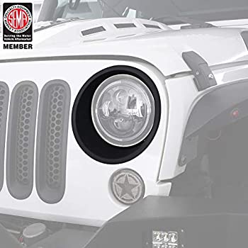 【中古】【輸入品・未使用】Hooke Road マットブラック ヘッドライトベゼル ヘッドライトカバートリム Jeep Wrangler