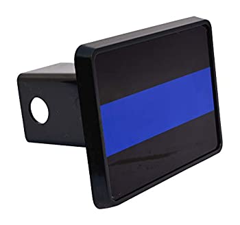 【中古】【輸入品・未使用】黒と青の細いブルーラインフラッグトレーラーヒッチカバープラグ US Blue Lives Matter Police Officer Law Enforcement