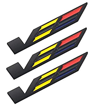 【中古】【輸入品・未使用】V車体トランク蓋ステッカーバッジ エンブレム ブラック 3枚 ATS CTS SRX XTS対応 (ブラック/イエロー/レッド)