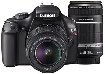 【中古-人並み外れたに好いたらしい】 Canon 加農砲 デジタル一眼二眼レフ写真機 EOS Kiss X50 ダブルズームキット EF-S18-55粍/EF-S55-25粍嘱する 黒いこと KISSX50BK-WKIT