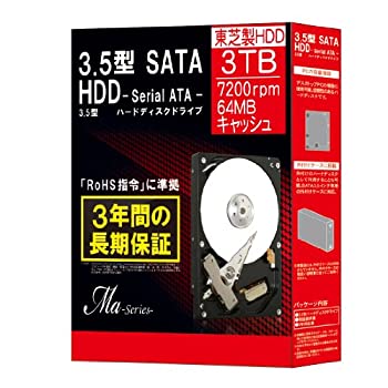 【中古-非常に良い】 MARSHAL 東芝製 3.5インチ SATA-HDD Maシリーズ 3TB DT01ACA300BOX