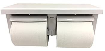 【中古】 TOTO 二連紙巻器 棚付き 木質 樹脂製 ホワイト YH601FM#NW1 芯なしペーパー対応