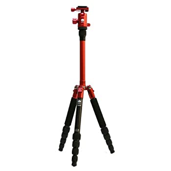 【未当て嵌める】【中古】 SIRUI 三脚架 雲台書き割り T-0X・3T続きもの 小型軽銀三脚 赤いこと 5段 大まか雲台 軽銀 T-005RX+C10X SET