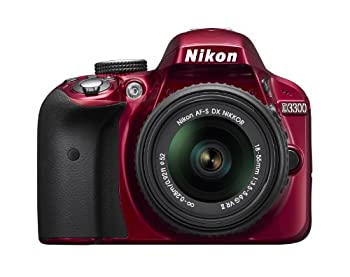 【未使用】【中古】 Nikon ニコン D3300 24.2 MP CMOS Digital SLR with AF-S DX NIKKOR 18-55mm f 3.5-5.6G VR II Zoom Lens (Red)