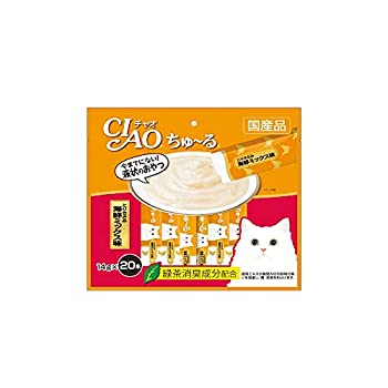 【中古-非常に良い】 チャオ (CIAO) 猫用おやつ ちゅ~る とりささみ 海鮮ミックス味 14グラム (x 20)