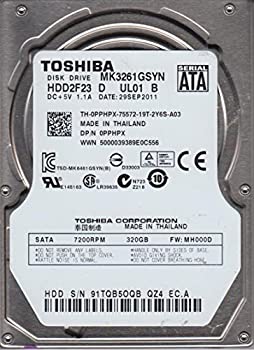 【中古-非常に良い】 MK3261GSYN MH000D HDD2F23 D UL01 B 東芝 320GB SATA 2.5 ハードドライブ