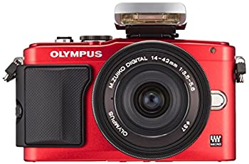 【中古-人並み外れたに似つかわしい】 OLYMPUS オリンパス 銀鏡受け答え一眼 PEN E-PL6 14-42粍 EZ水晶体一揃いの道具 赤いこと E-PL6 EZ LKIT RED