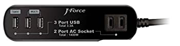 【中古-非常に良い】 J-Force iPhone スマートフォン充電対応 電源タップ 世界平和シリーズ AC2口+USB 3ポート インテリジェントチップ ブラック JF-PEACE2K