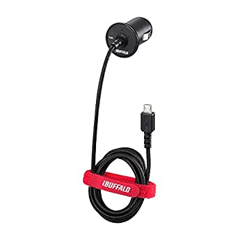 【中古】 BUFFALO バッファロー カーチャージャー 2.4A microUSBケーブル1m 急速充電 高耐久ファブリックケーブル BSMPS2403BC1BK
