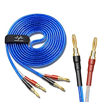 【未使用】【中古】 シングル 単品販売 【バナナプラグ加工済】By 【WYVERN AUDIO】 24k金メッキ 純銅プラグ スピーカーケーブル 完成品 ハンダ済み 青 (1.5m×1本