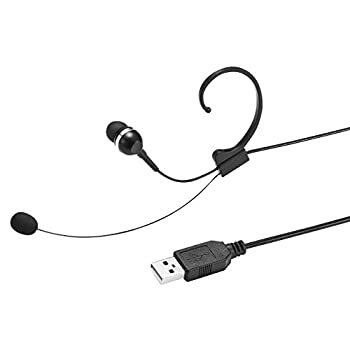 【未当て嵌める】【中古】 サンワサプライ USB上端仕掛ける 有線 片耳インイヤータイプ 軽さ Skype Zoom Teams相応う MM-HSU04BK