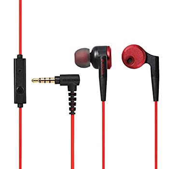 【未使用】【中古】 エレコム ステレオ イヤホン カナル φ10mm ドライバー マイク付き 重低音 GrandBass レッド EHP-GB100MRD